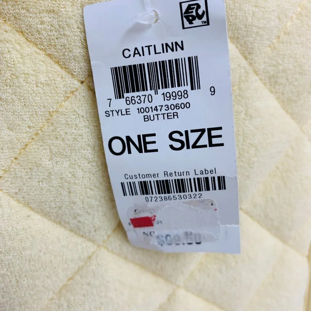 INC Soft Quilted Caitlinn Terry Tote Satchel Crossbody Bag in Butter Yellow